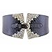Women's Fashion Elastic Wide Belt Crocodile Leather Pin Buckle Retro Belt (Black)