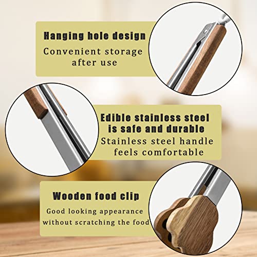 Buddeez Wooden Kitchen Tongs Cat Claw Tongs 9-Inch Cooking Tongs, Non-Stick, High Temperature Resistant, Stainless Steel Bbq Barbecue Clips Steak Clips, Kitchen Gadgets #TOP2