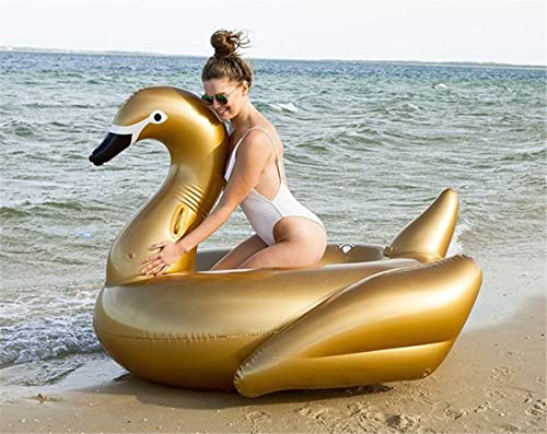 Giant Swan Inflatable Lianshi Swim Inflatable Swimming Pool Toy Summer Good Mouth Swan (Gold) #TOP3