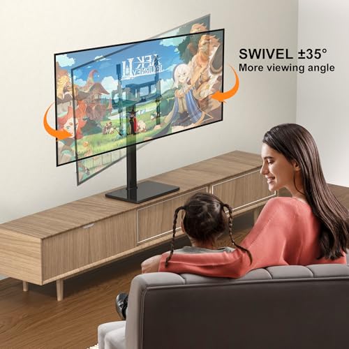 XINLEI Universal Swivel TV Stand Base Table Top TV Stand for 23-70 Inch TVs 70 Degree Swivel, 6 Height Adjustable Tall Monitor Mount Stand, Max VESA 400x400mm,Holds up to 88lbs TS206 by XINLEI - Image 3