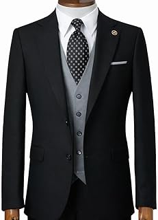 Erkek Takım Elbise, Slim Fit, Klasik Yün Blazer, Çizgili Dokuma, Özel Beden 52 (siyah 2, 46)