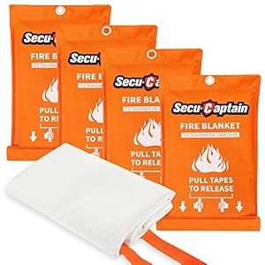 SecuCaptain Notfall-Feuerlöschdecke, 4 Stück