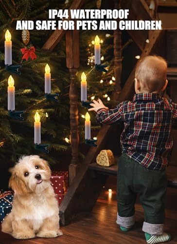 Image of Minetom Christmas Tree Candle String Lights Plug in, 50 LED Flameless Candle Lights with Clips, 48Feet Candle Twinkle Lights for Xmas Tree Festive Holiday Seasonal Celebration Decoration, Warm White