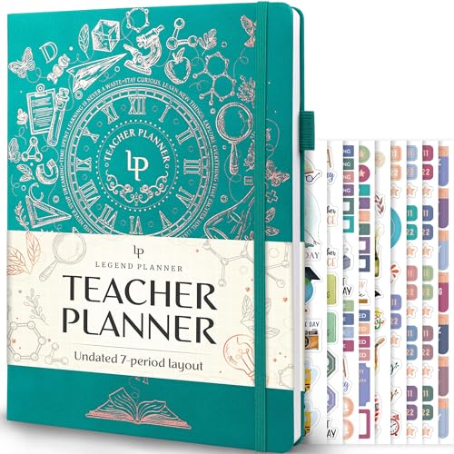 Legend Teacher Planner – Undated Lesson Plan Book for Teachers with Weekly & Monthly Calendars - Classroom Organization & School Year Planner – 8.5”x11.5” Hardcover (Viridian Green)