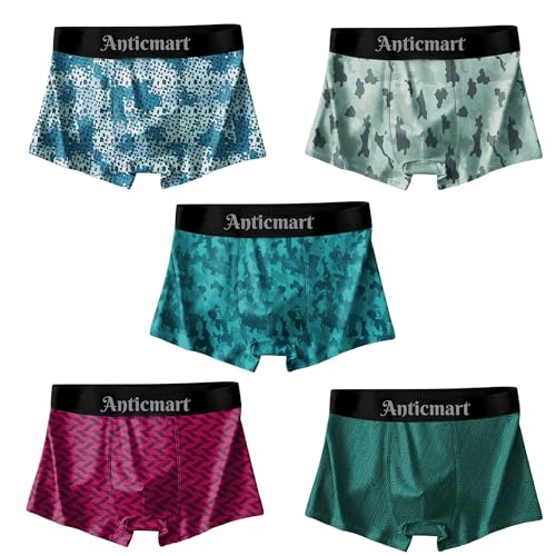 Image of Men's Printed Boxer Briefs Pack of 5 | Soft Stretch Breathable Trunks Underwear for Men | Multicolor Designer Innerwear for Men