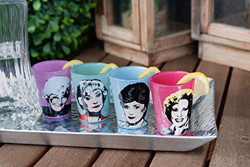JUST FUNKY Golden Girls Character Shot Glasses - Unique Collectible 4-Piece 2oz Glass Set - Perfect for Game Night, Bachelor/Bachelorette Party Favor, College Graduation - Funny Birthday, Mom