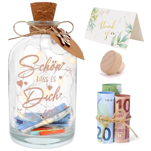 Dreamtop LED Flaschenlicht mit Spruch Schön Dass Es Dich Gibt Geschenke...