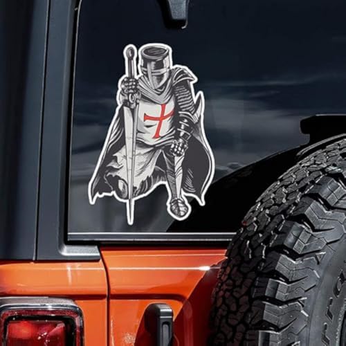 Image of DK18 Knight with Sword Vinyl Car Sticker, Medieval Warrior Sticker for Car, Laptop, Notebook, Fantasy Lovers Decor, Pack of 2, 10.5 x 15 cm