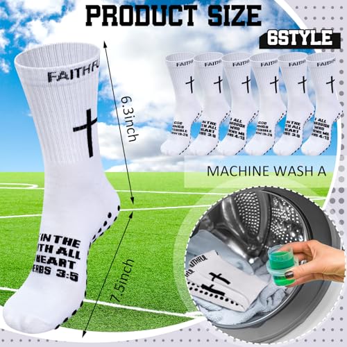 6 Pairs Grip Soccer Socks Anti Slip Sock with Rubber Dots for Youth Men2