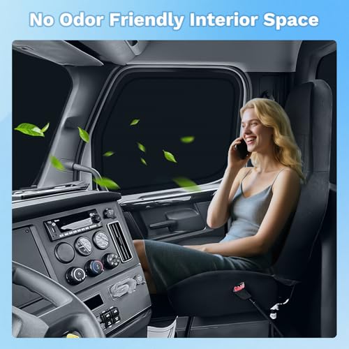 Image of KUST Car Window Shades for Freightliner Cascadia 2018-2025 2026 Windshield Sun Shade Side Window Cover UV Block Privacy Protection Cascadia Accessories Foldable Front Rear Full Set 3PCS