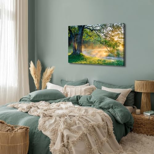 Nature Forest Canvas Wall Art for Living Room Green Trees Pictures Mountain Scenery Wall Decor Natural Lake Park Botanical Plant Tree Painting Landscape Artwork Bedroom Office Home Decorations 32x48” by YOOOAHU - Used condition - Image 6