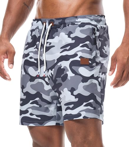 Surenow Mens Athletic Shorts Running Gym Shorts Casual Drawstring Elastic Shorts Stretch Summer Shorts with Zipper Pockets3