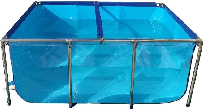 Folding Fish Pond Indoor Free-standing Aquarium, Flexible PVC Canvas Pond Liners with Steel Frame, Viewing Panel, Breeding Water Tank for Koi, Goldfish Outdoor Fish Pond