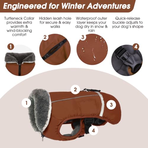 Image of QBLEEV Warm Dog Coat, Reflective Dog Jacket, Waterproof Dogs Winter Coat