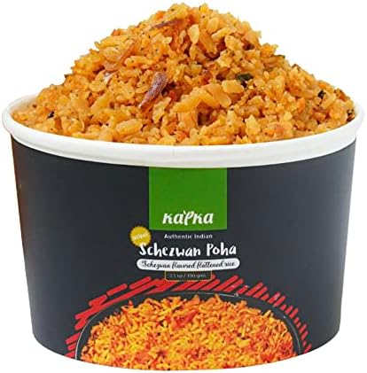 Kapka Schezwan Poha Cups Indian Food - 5 Pack - Ready to Eat Authentic Premade Vegan Meals - Just Add Water - Regional Flavor, Non-GMO - 3.5oz/100g