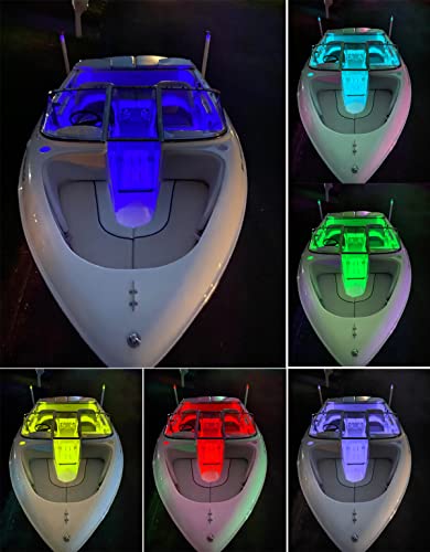 Seaponer Boat Lights Wireless Battery Operated, Waterproof Marine Led Light for Deck Light Courtesy Interior Lights, for Fishing Kayak Duck Jon Bass Boat, RGB Multi Color Remote Controlled, 8pcs - Thumbnail 7