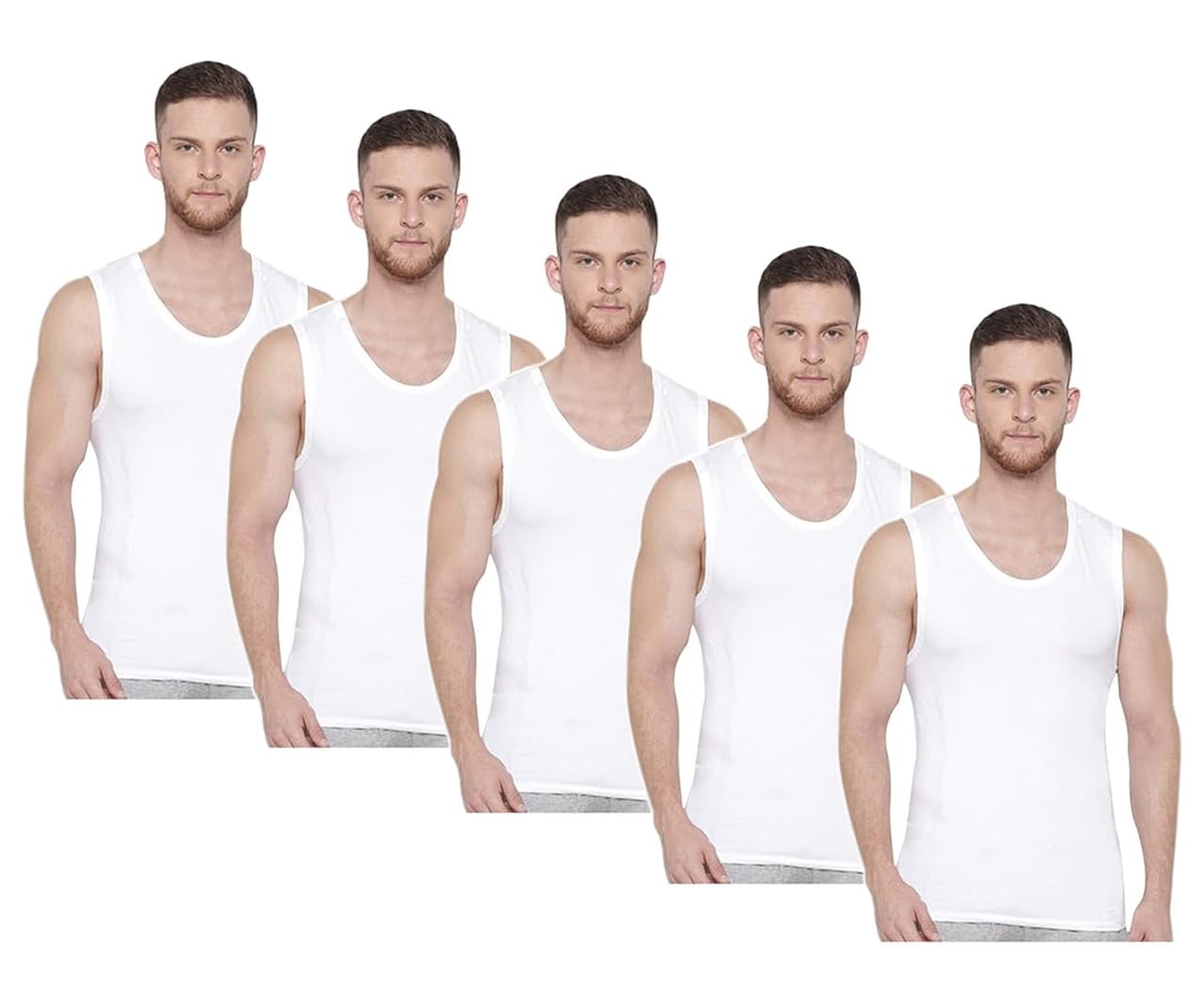 gmr Men Cotton Broad Shoulder White Vest Sleeveless Pack of 5-picture-55