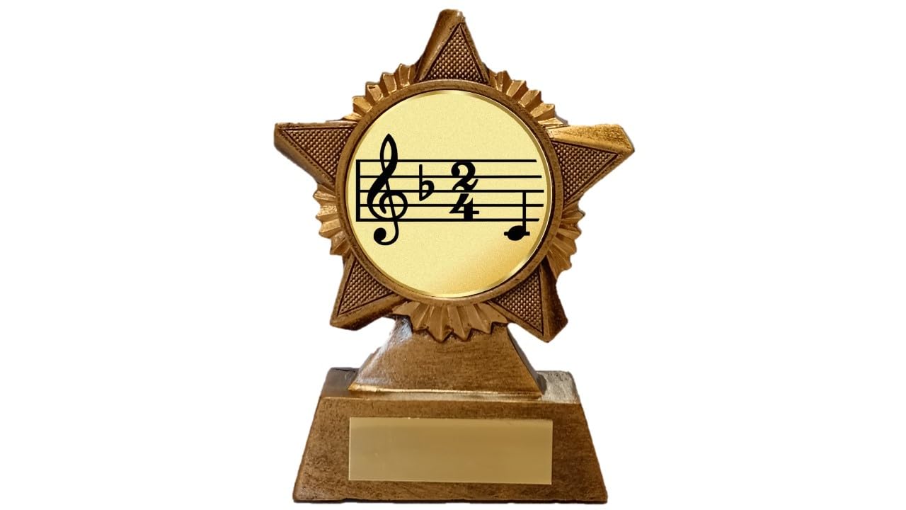 Music Trophy Award Premier Star Antique Gold 120mm Musical Notes Heavy Resin Free Engraving -troshow1-g-trd