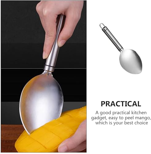 Miniatura 6 de Alipis Herramientas de preparación de mango, cuchara de acero inoxidable para cortar mango con mango antideslizante, divisor de frutas, cortador de