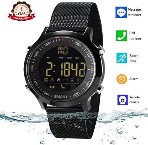 Agkey Bluetooth Smart Watch Waterproof Smartwatch Luminous Dial Sports Smart Watches for Men Women Boys Kids Fitness Tracker Wristwatch Compatible with Android iOS Phones Long Battery Life (Black)
