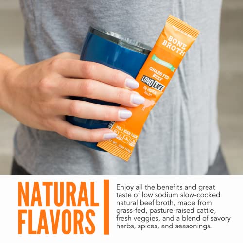 Lonolife - Low-Sodium Grass-Fed Beef Bone Broth Sticks - 10G Collagen Protein - Grass-Fed, Gluten-Free - Keto & Paleo Friendly - Portable Individual Packets - 10 Count #TOP2