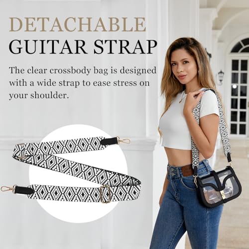 FAIME Clear Stadium Bag for Women Crossbody Cute Clear Bag for Stadium Event Concerts, See Through Purse With Guitar Strap3