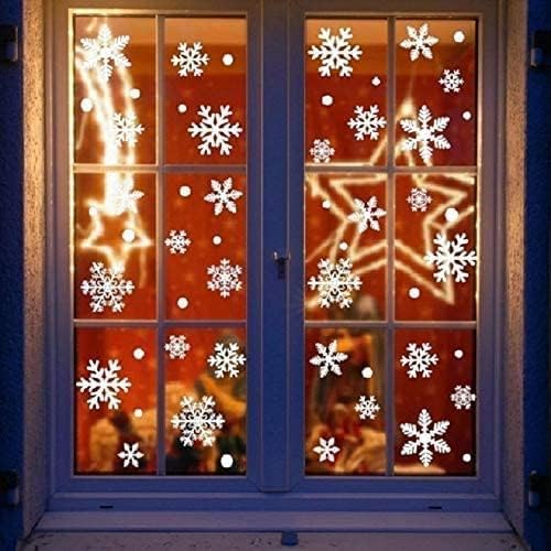 JunmeUir Christmas Window Stickers Reusable Snowflake Stickers