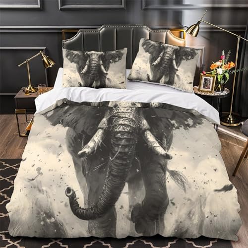 Housse de couette éléphant infroissable avec fermeture éclair 260x220 - 4