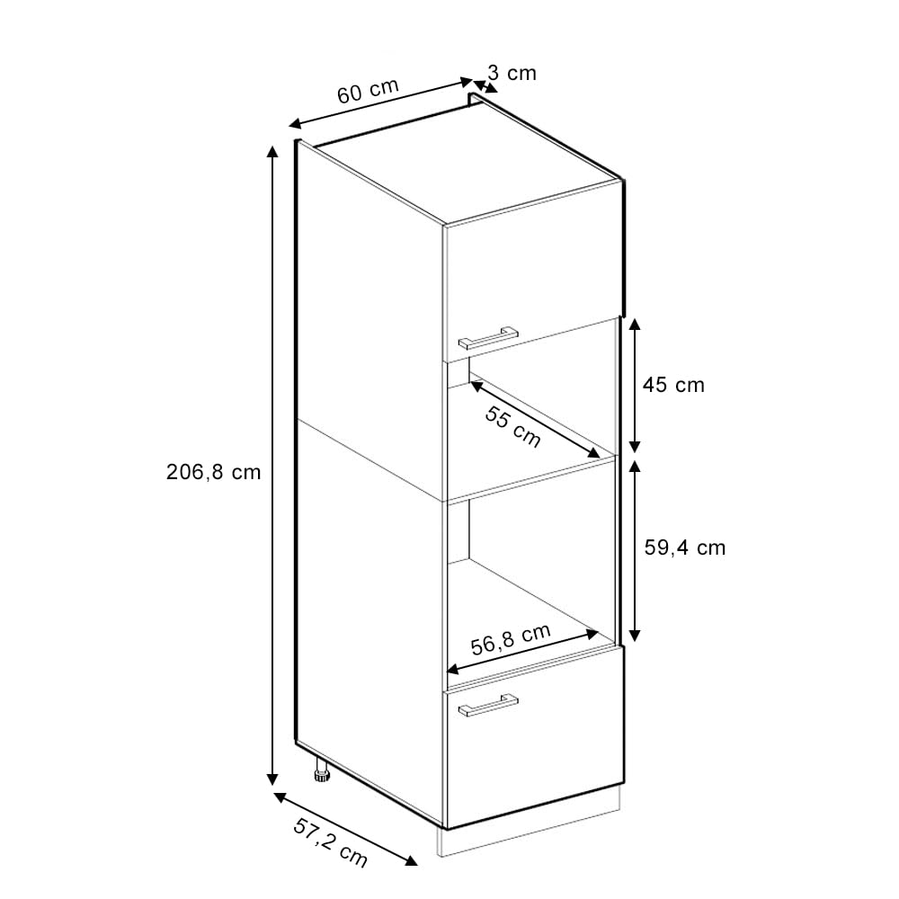 Vicco Armoire Micro-Ondes R-Line, Chêne de Force doré, 60cm, pour Une Combinaison Libre au Sein de systèmes de Cuisine modulaires