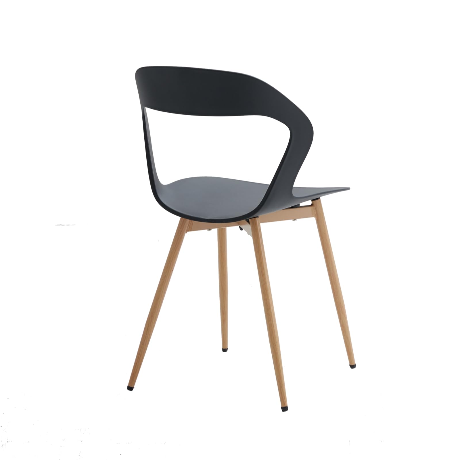 4er Set Nordisches Esszimmerstuhlt, Küchenstuhl, Mit Metallbeinen, Großes Hohlrücken-Design, Geeignet für Wohnzimmer, Esszimmer, Freizeitzimmer – Schwarz + Holz