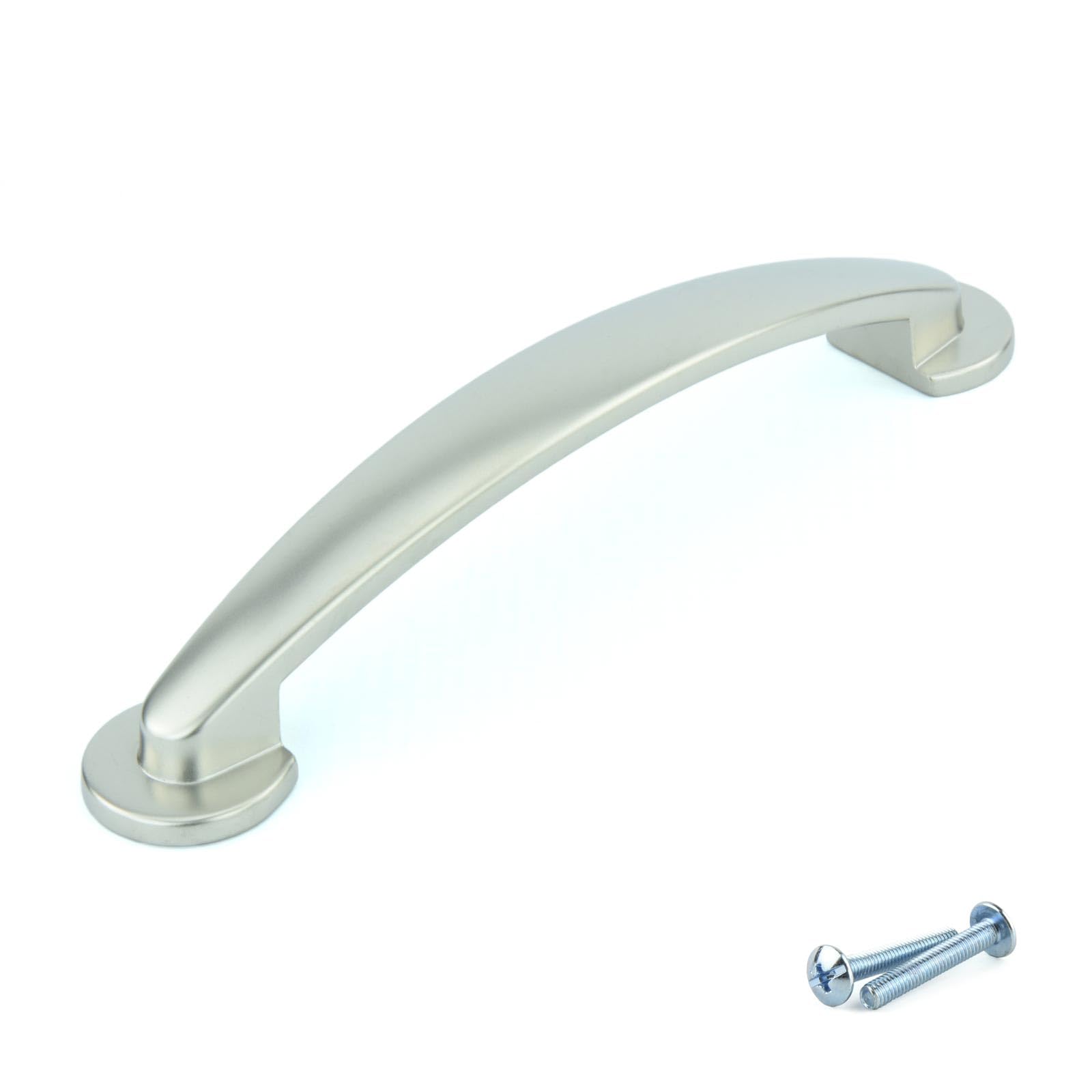 M4TEC Bow Kitchen Cabinet Door Handles for Cupboards, Drawers, Bedroom Furniture Pull Handle - Matt Nickel Kitchen Wardrobe Handles, and Drawers - L6 Series: 128 mm