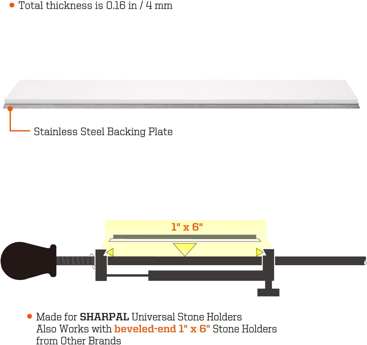 SHARPAL 3000 Grit Equivalent Ceramic Plate 1" x 6" for Edge Refining | 3000 Grit Equivalent Ceramic Stone, Durable and Wear-Resistant, Cleaner Edge Finish, Easy to Clean