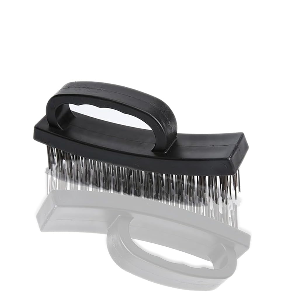 Yiki Wire Brush With Ergonomic Handle 4-Row Carbon Steel Brush Heavy Duty For Rust And Dirt Removal Multi-Function For Cleaning Roof Tiles, Bbq, And Paint Removal On Stone Walls