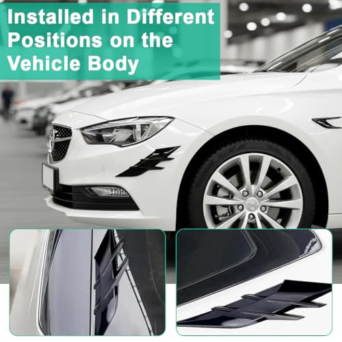 Image of STHIRA 2-Pack Car Fender Vent Sticker, Shark Fin Style, Glossy Black Decal