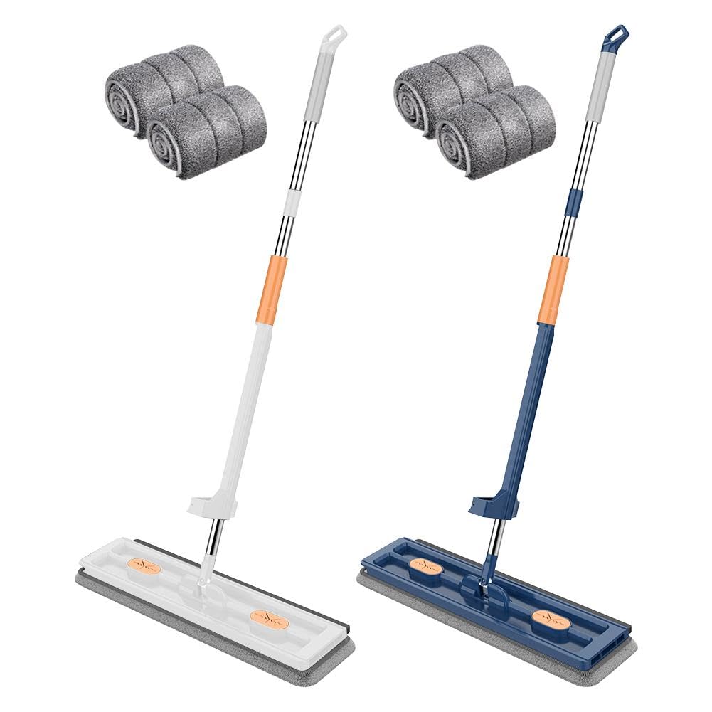 Mop do czyszczenia AMZLORD 360 obrotowy mop z mikrofibry narzędzia do czyszczenia gospodarstwa domowego (biały z 6 szt. szmatką)