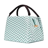 PHILORN Bolsa Térmica Porta Alimentos del Almuerzo Comidas Llevar Porta Alimentos Fiambreras Caja Herméticos para Trabajo y Colegio, Azul Claro con Ondas