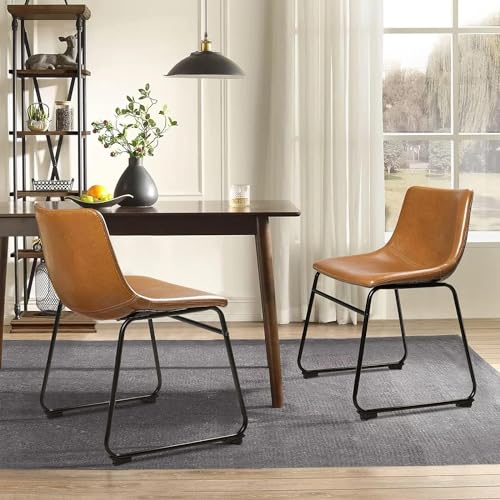 Image of Waleaf Dining Chairs Set of 6, 18 inch Faux Leather Counter Height Bar Stools