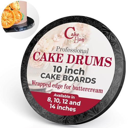 Image of Cakebon Cake Boards 10 inch Black Round Cake Drums 1 /2 inch Wrapped Edge 6Pack | 10 Inch Cake Drum, Cake Drums 10 Inch, Base para Pastel, Cake Base Board, Cake Rounds, Cake Boards 10 Inch Round