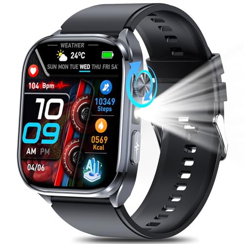2026 Neu KI-GPT Smartwatch EKG/ΒΙυtｚυcker/ΒΙutdruck/Q&A Funktion 2.0'Gesundheitsuhr mit Harnsäure/BMI/Pulsuhr/HRV/Herzfrequenz,SpO2,Schlaf,Apnoe-Monitor,Bluetooth-Anruf,SOS,IP68+Wasserablass,LED-Licht