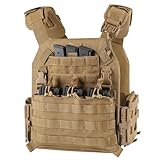 VOTAGOO GEAR Taktische Weste Airsoft Militär Weste, Atmungsaktive Paintball Weste, Plate Carrier Paintball Brustschützer (BROWN)