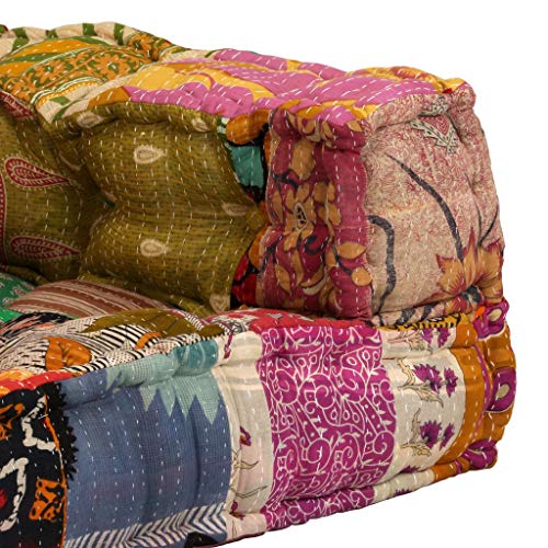 vidaXL Pouf 2-Sitzer Modular Patchwork Stoff Bodenkissen Sitzpouf Lounge Sofa – Bild 8