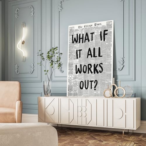 Sufeasdf Retro Newspaper Posters Positive Affirming Quotes Posters Black And White Wall Art Painting Fashionposter What If It All Works Out Room Aesthetic Poster Apartment Bedroom Decor12X18Inch Unframed thumb #5