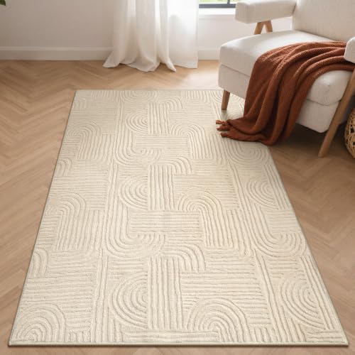 GENIMO Soft 3x5 Washable Rug Small for Entryway, 3D Textured High Low Pile