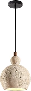 Yellow Travertine Pendant Light 5.5" Wabi Cave Hanging Lamp Nordic Style Fixture