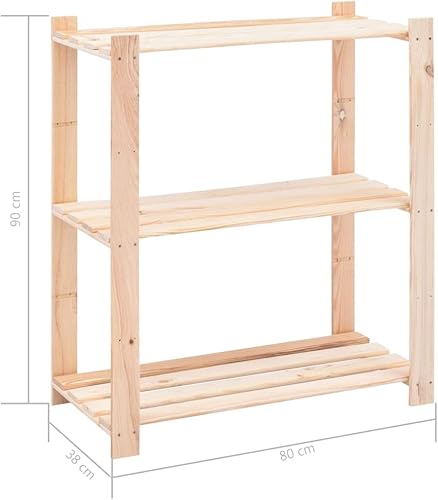 Miniatura 2 de vidaXL Estante de almacenamiento de madera maciza de pino de 3 niveles, para el hogar, taller, garaje, estante de almacenamiento de madera, unidad