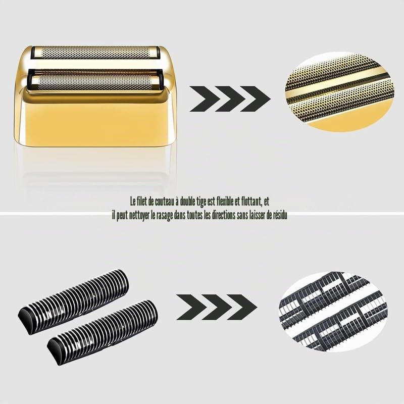 Feuille de rechange pour Babyliss Pro et 2 lames pour rasoir FoilFX02 Gold #FXRF2G