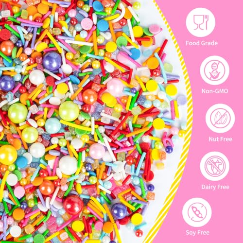 Image of Edible Rainbow Pearl Sprinkles,Colorful Pearls Sprinkle for Cake Decorating