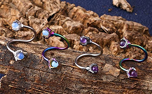 OUFER Twist Helix Earring 316L Stainless Steel Dragon Claw with Amethyst Center 16G Twist Lip Labret Cartilage Upper Lobe Piercing Jewelry by OUFER - Used condition - Image 5