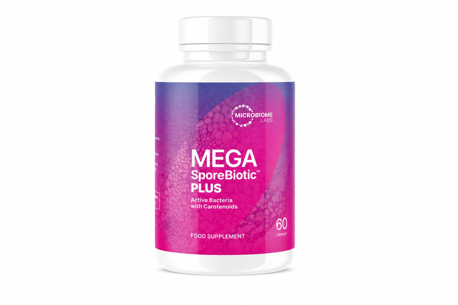 Microbiome Labs MegaSporeBiotic Plus – Probiotyk oparty na sporach z 4 szczepami Bacillus, codzienne wsparcie jelit dla kobiet i mężczyzn, wegański, stabilny w temp. pokojowej, 60 kapsułek