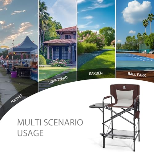 EVER ADVANCED 30.7" Seat Height Directors Chair for Makeup Artist with Side Table Easy Get in Out for Elderly Tall Camping Chair Supports 350lbs Red by EVER ADVANCED - Image 5